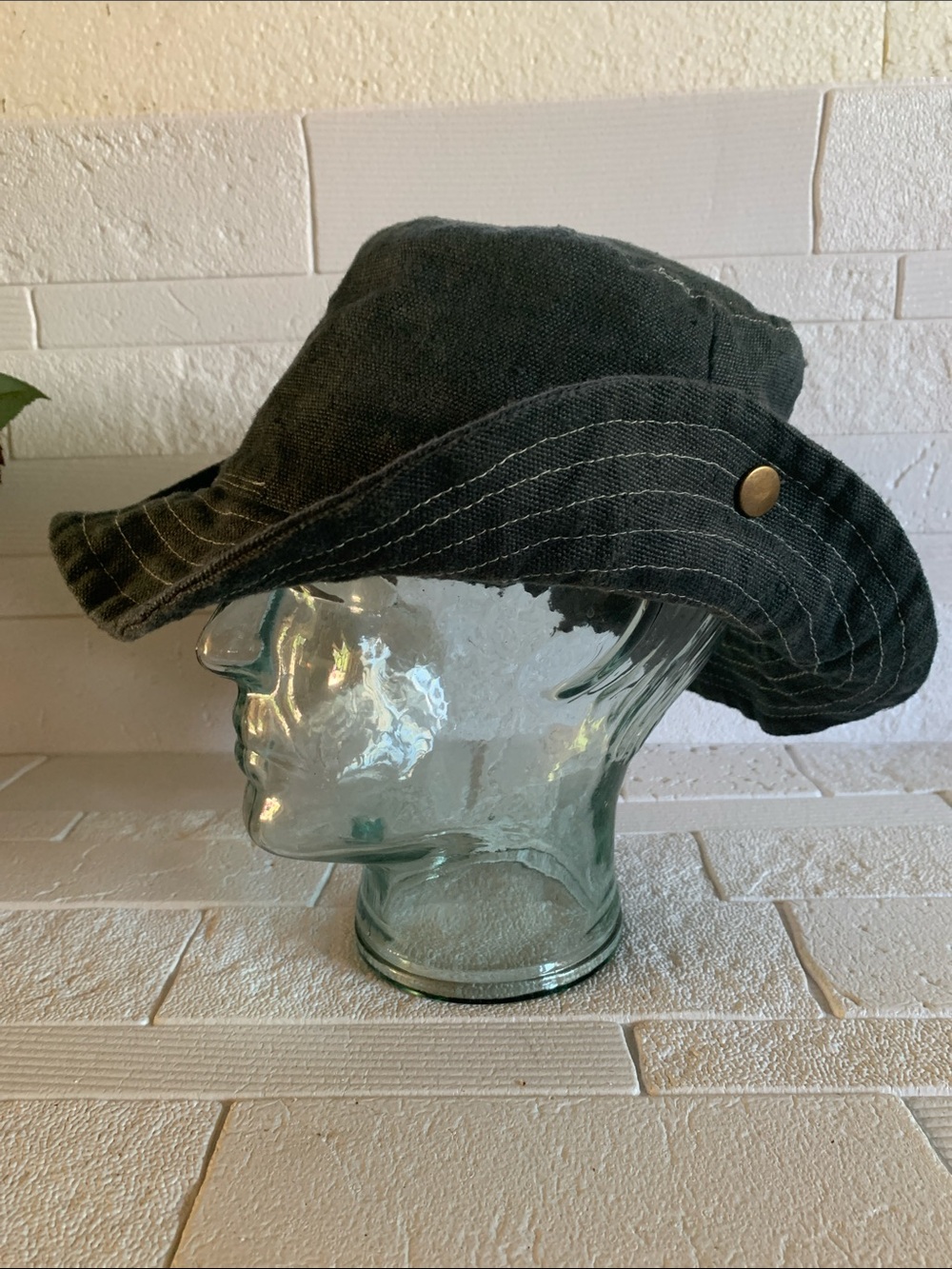 Women's Dark Gray hemp Cotton Bucket Hat